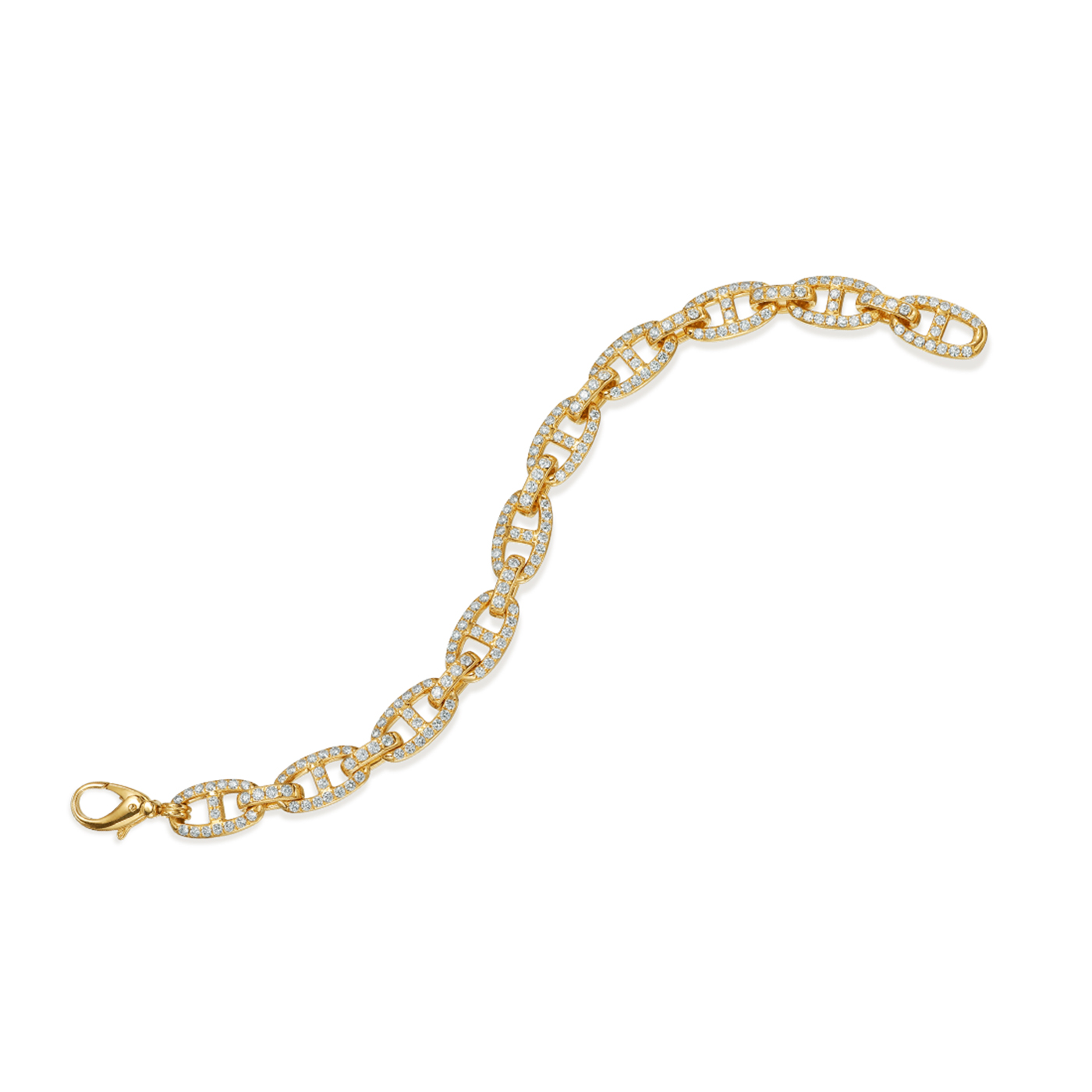 18K Yellow Gold Diamond Mariner Anchor Link Bracelet
